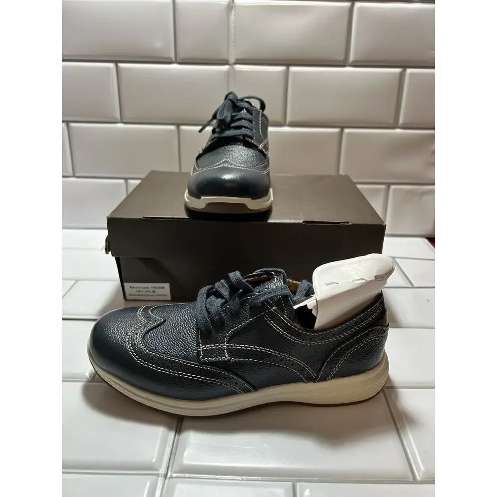 Florsheim Kids Great Lakes Jr Wingtip Oxfords Boys Size 2 1/2 M Navy Blue Laces
